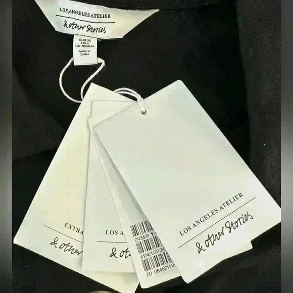 Los Angeles Atelier & Other Stories Black Button Down Dress Tie Wast Size 4 - Picture 7 of 7